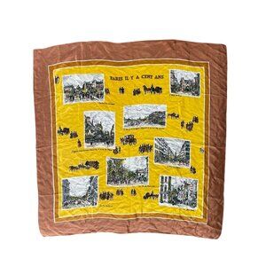 Echo Vintage Paris Il y a Cent Ans Silk Scarf Square Shawl Wrap Yellow Retro